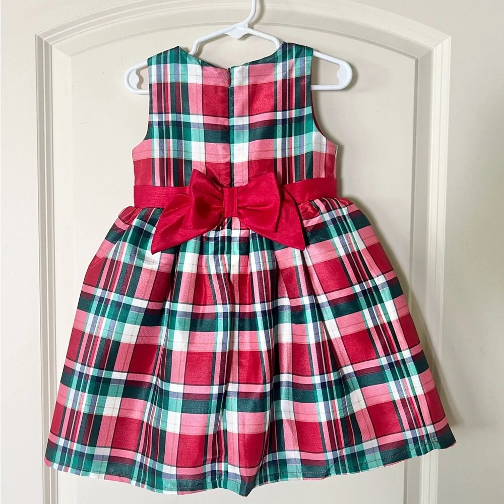 Gymboree Girls 3T Christmas Plaid Holiday Dress Red Green Tartan Tulle Bow